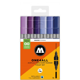ONE4ALL™ Acrylic Twin 1,5mm/4mm 6x Violet Set-Clear Box